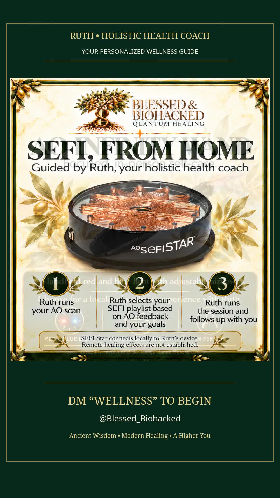 AO Selfie Star device shown in Blessed & Biohacked wellness media