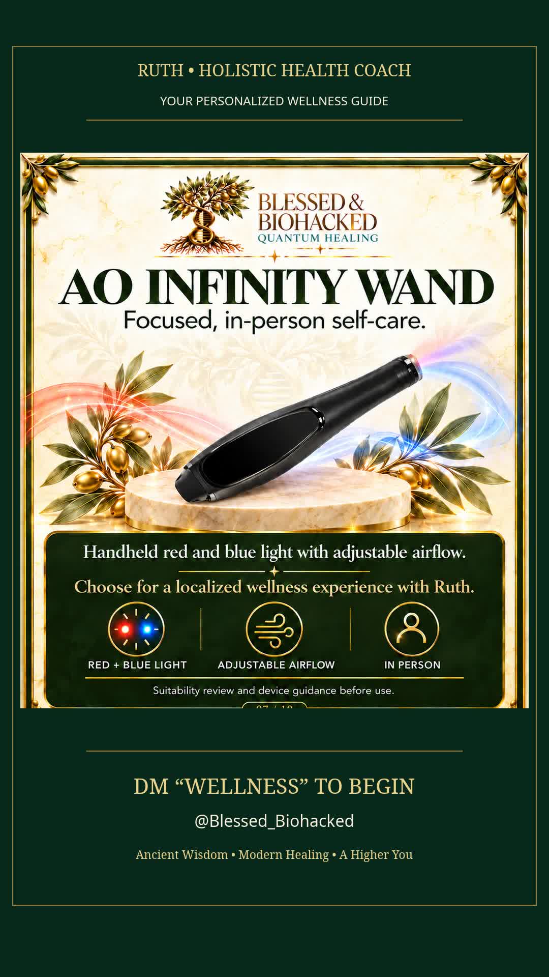 AO Infinity Wand shown in Blessed & Biohacked wellness media